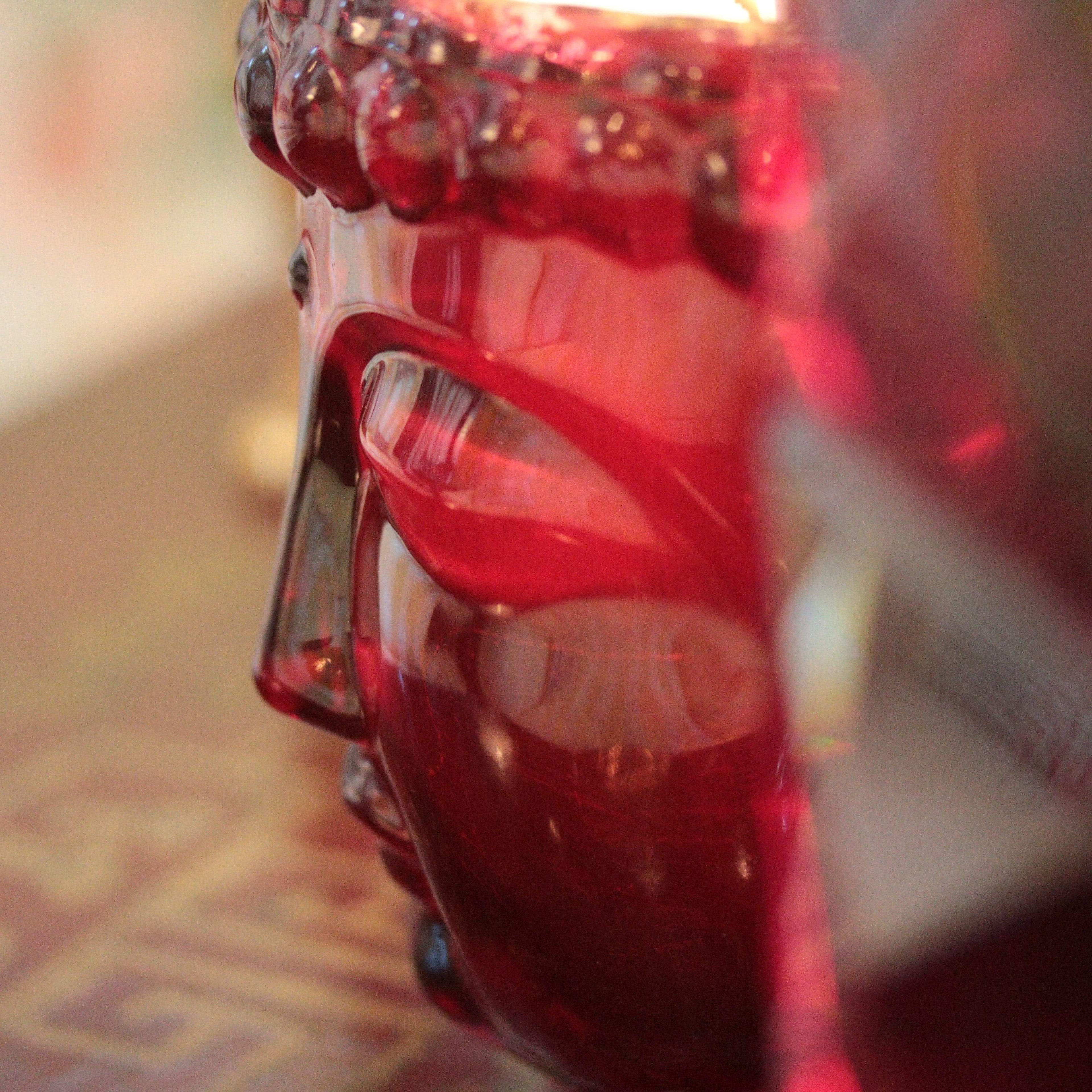 24K Gold Ruby Red Glass Buddha Royale Candle