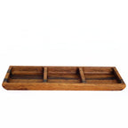Oak Wood Triple Snack Serving Tray
