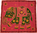 Embroidered Red Cotton Elephant Wall Hanging 32x29 Inch