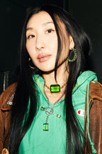 Calling Card Toggle Necklace in Green Envy (Silver)