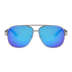 Zebra Wood Silver Framed Square Aviator Sunglasses by WUDN