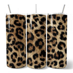 Wild Leopard Spot Pattern 20oz Personalized Tumbler With Lid and Stainless Steel Straw, Stylish Wildlife Gift Cup