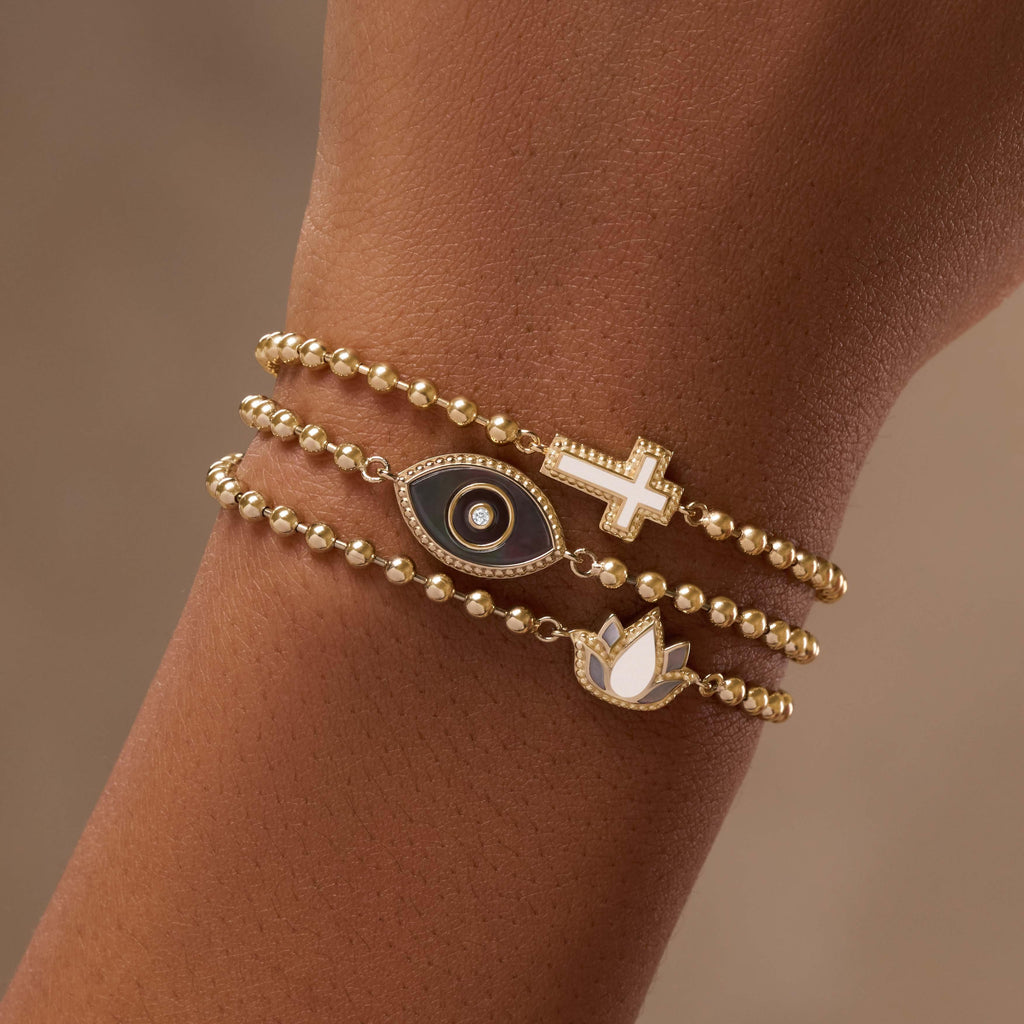 Sparkling Soul Mother of Pearl Cross Bracelet