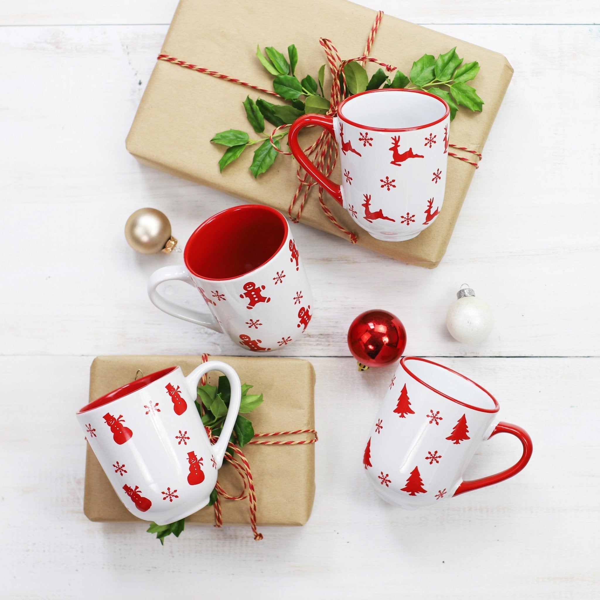 Winterfest 4 Piece Assorted Holiday Motifs Mug Set - Che Cose Belle