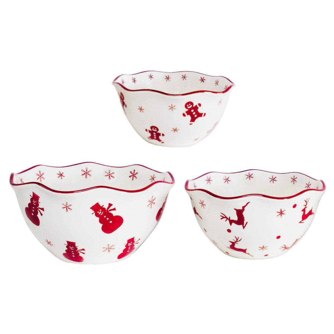 Winterfest 3 Piece Nesting Serving Bowl Set - Che Cose Belle