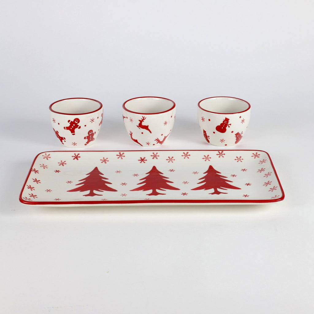Winterfest 4 Piece Holiday Entertainment Tray and bowl , Set of 4 - Che Cose Belle