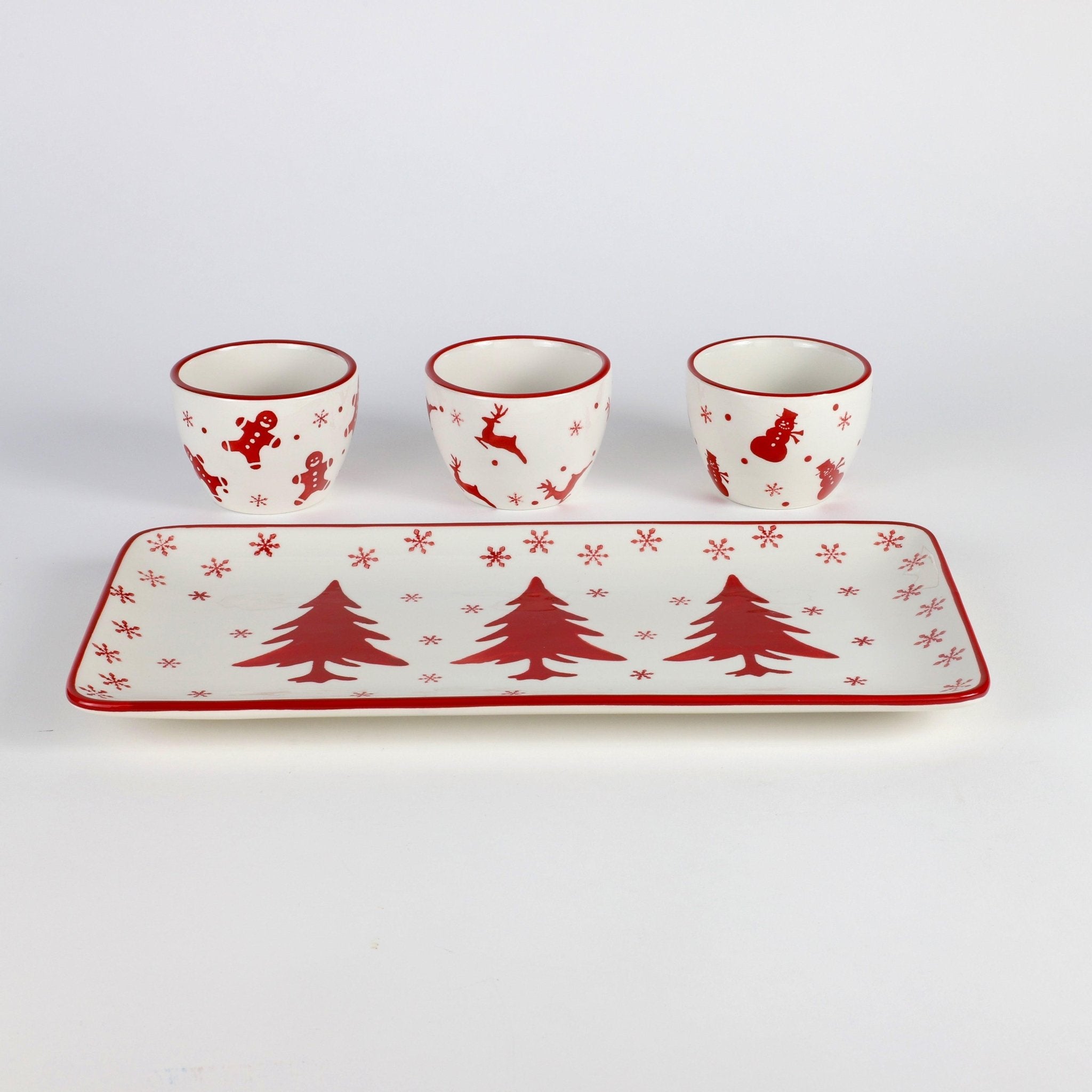 Winterfest 4 Piece Holiday Entertainment Tray and bowl , Set of 4 - Che Cose Belle