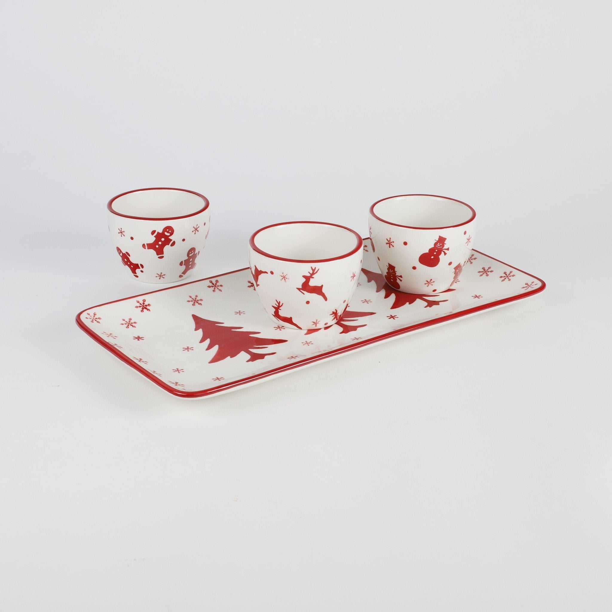 Winterfest 4 Piece Holiday Entertainment Tray and bowl , Set of 4 - Che Cose Belle