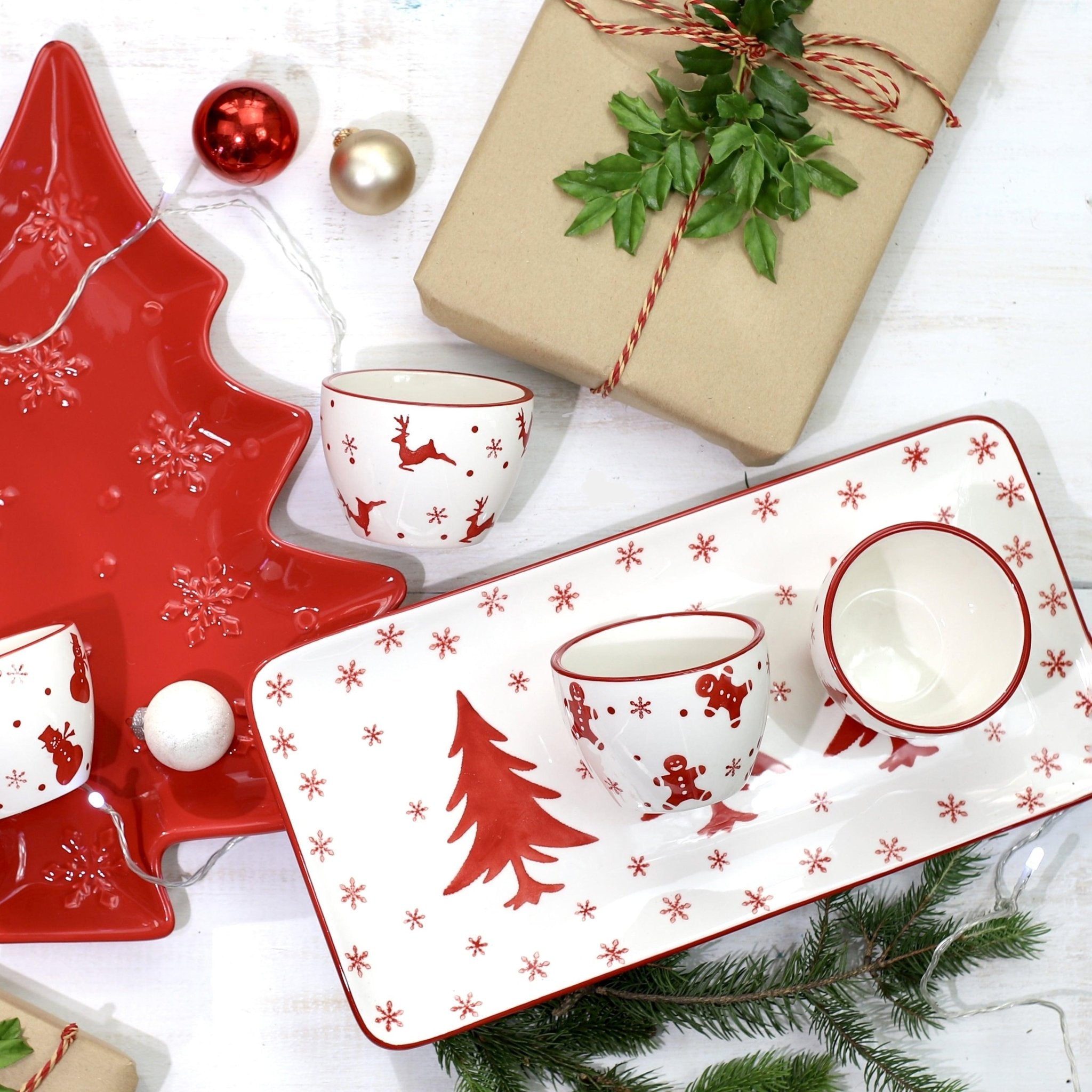 Winterfest 4 Piece Holiday Entertainment Tray and bowl , Set of 4 - Che Cose Belle