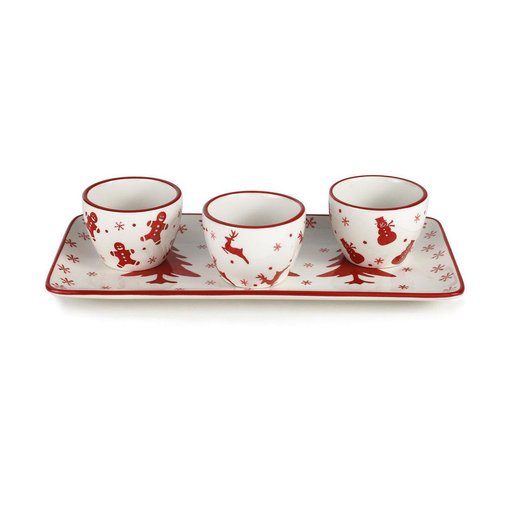 Winterfest 4 Piece Holiday Entertainment Tray and bowl , Set of 4 - Che Cose Belle