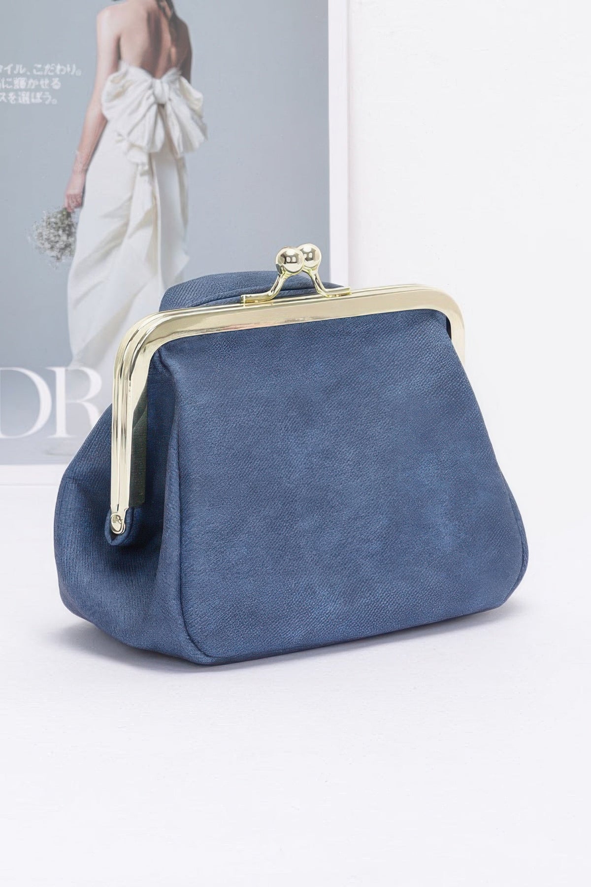 Faux Denim Leather Jacket Style Crossbody Bag