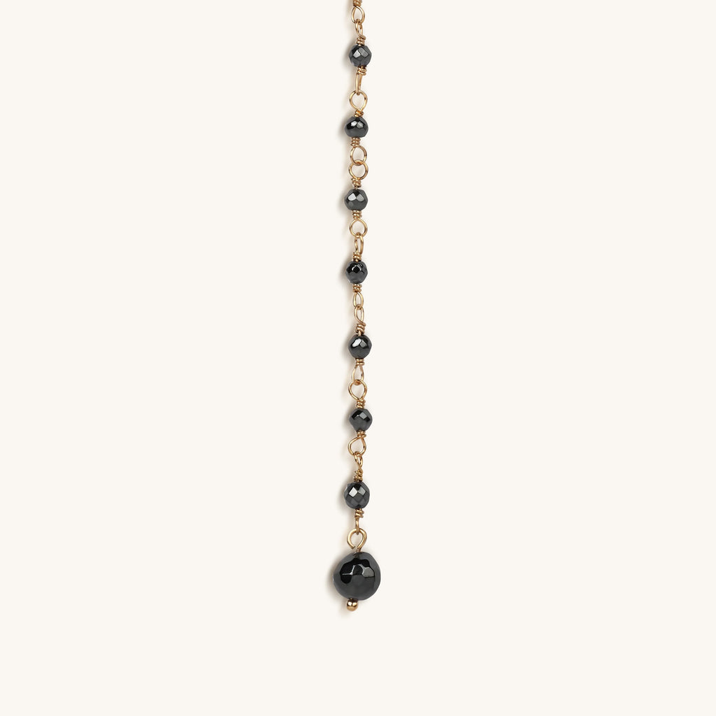 Unwavering Faith Cross - Hematite Rosary Necklace
