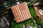 6 oz Wooden Hip Flask  American Flag