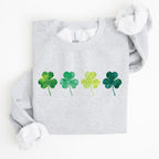 Watercolor Shamrocks In A Row, St Patrick's Day Sweatshirt