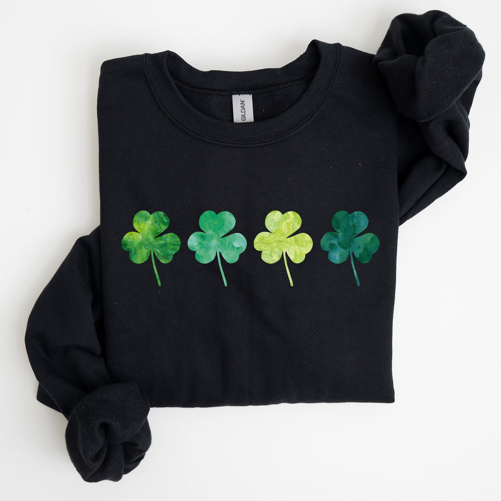 Watercolor Shamrocks In A Row, St Patrick's Day Sweatshirt