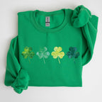 Watercolor Shamrocks In A Row, St Patrick's Day Sweatshirt