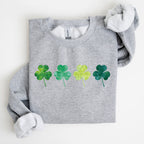 Watercolor Shamrocks In A Row, St Patrick's Day Sweatshirt