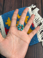 "Heart Collection" Handmade Sterling Silver Kingman Turquoise Adjustable Ring "Signed Nizhoni"