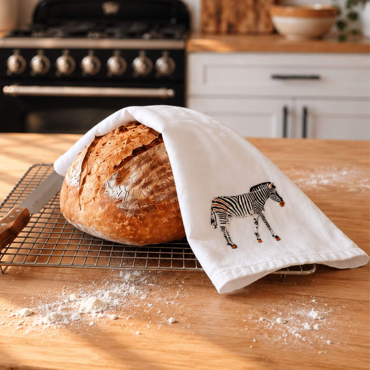 African Wildlife Cotton Tea Towels - Handmade Kitchen Gift