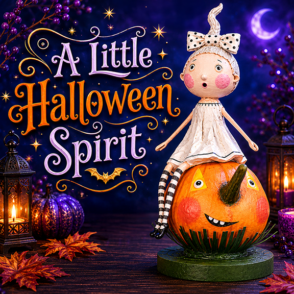 A Little Halloween Spirit Figurine by Lori Mitchell *NEW FOR 2025* - Che Cose Belle