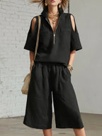 Short-Sleeve Shirt & Loose Shorts Two-Piece Set