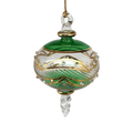 Gold Etched Blown Glass Sphere - Green