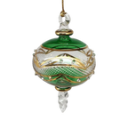 Gold Etched Blown Glass Sphere - Green