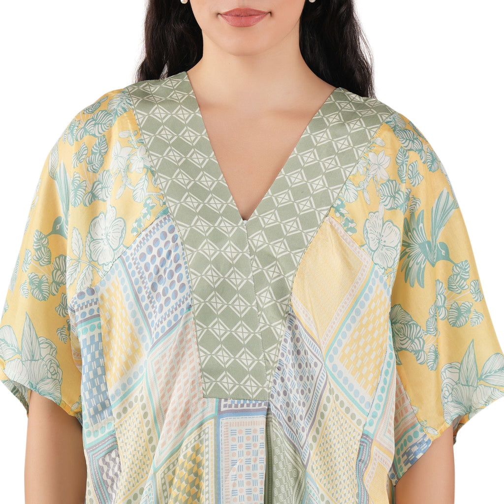 Summer Daydream Silk Caftan - Lemon Green