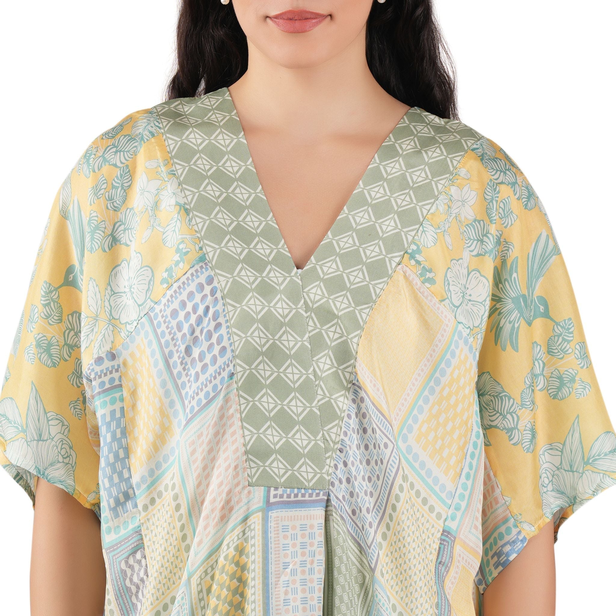 Summer Daydream Silk Caftan - Lemon Green
