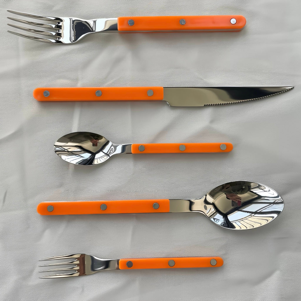S/10 French Retro Flatware Set, Stainless Steel Rivet Cutlery Silverware