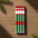 Striped Dinner Candles Holiday Set