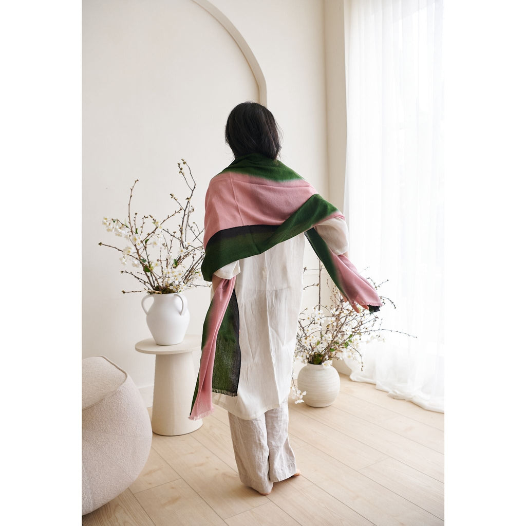 Iris Kiwi Cashmere Merino Handwoven Scarf