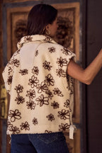 SO ME Flower Sherpa Fur Oversized Sleeveless Vest Jacket