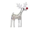 AB Crystal Studded Silver Rudolph Pin - Che Cose Belle