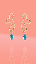 Abstract Wiggle Gold Plated Hoop Blue Glass Charm - Che Cose Belle