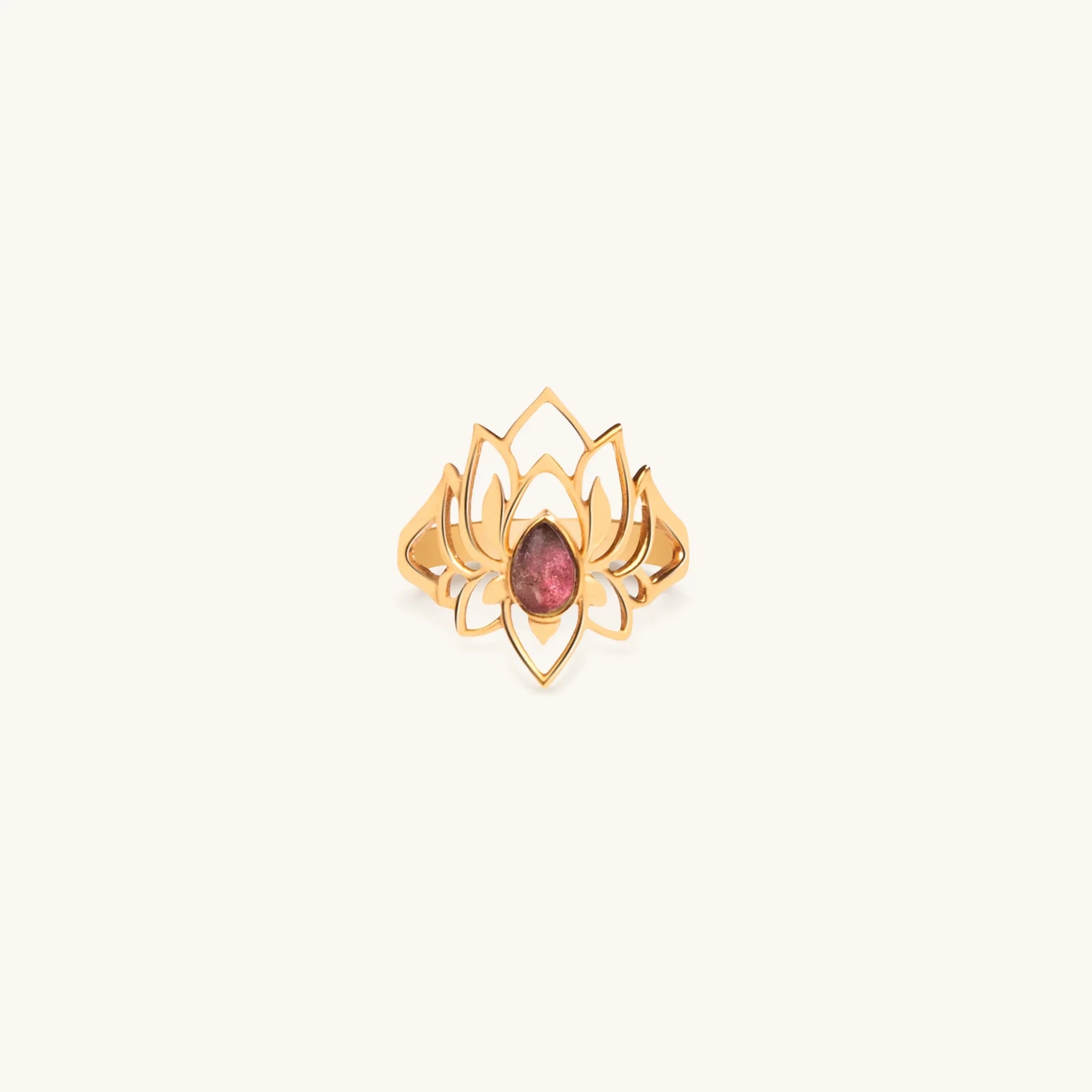 Abundant Bloom - Gold Plated Lotus Tourmaline Ring - Che Cose Belle