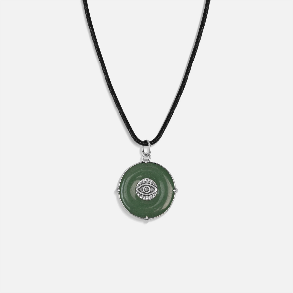 Abundant Energy - Jade Evil Eye Black String Necklace - Che Cose Belle
