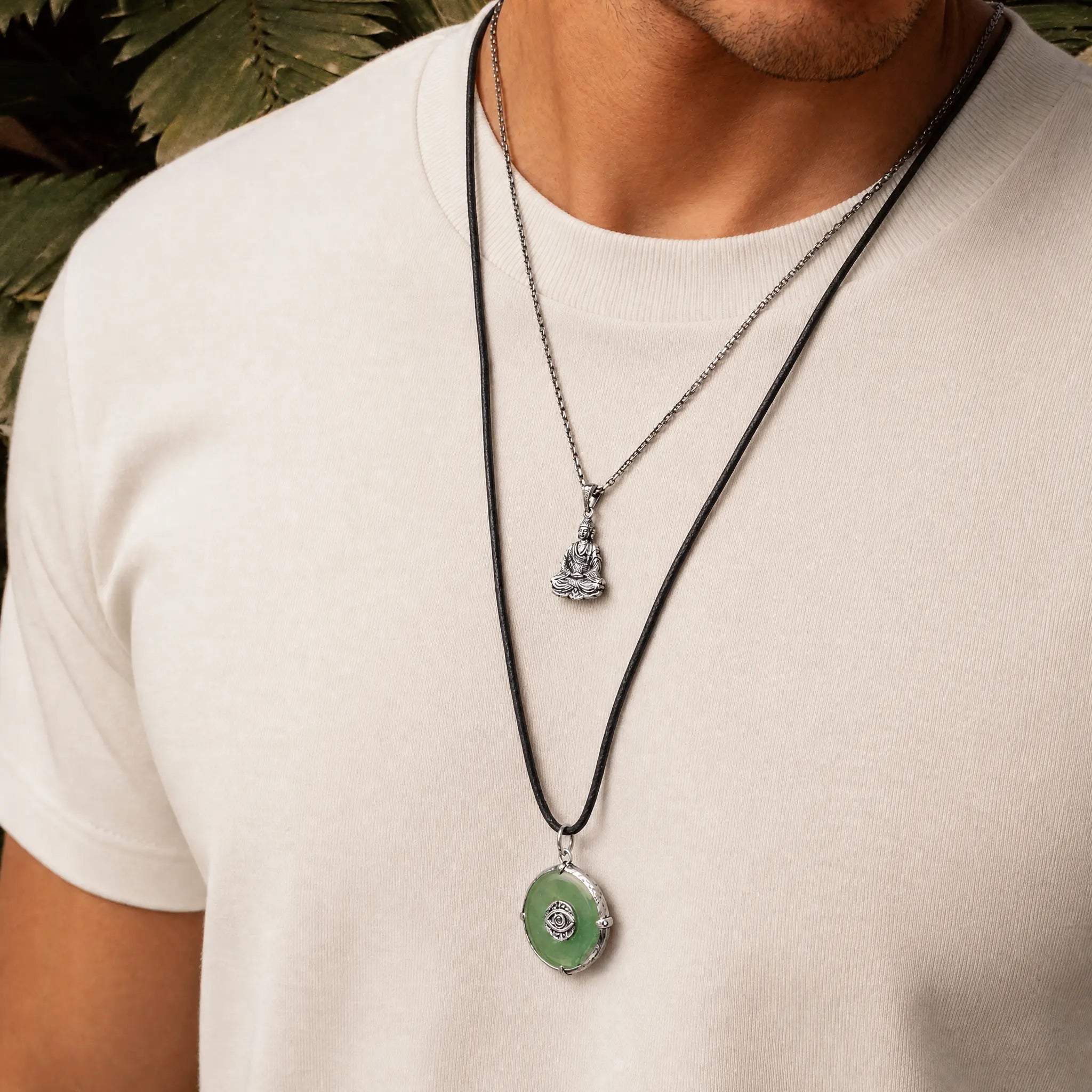 Abundant Energy - Jade Evil Eye Black String Necklace - Che Cose Belle