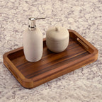 Acacia Wood Serving Tray 15x9 Medium Rectangular Solid Bottom Serving Platter - Che Cose Belle