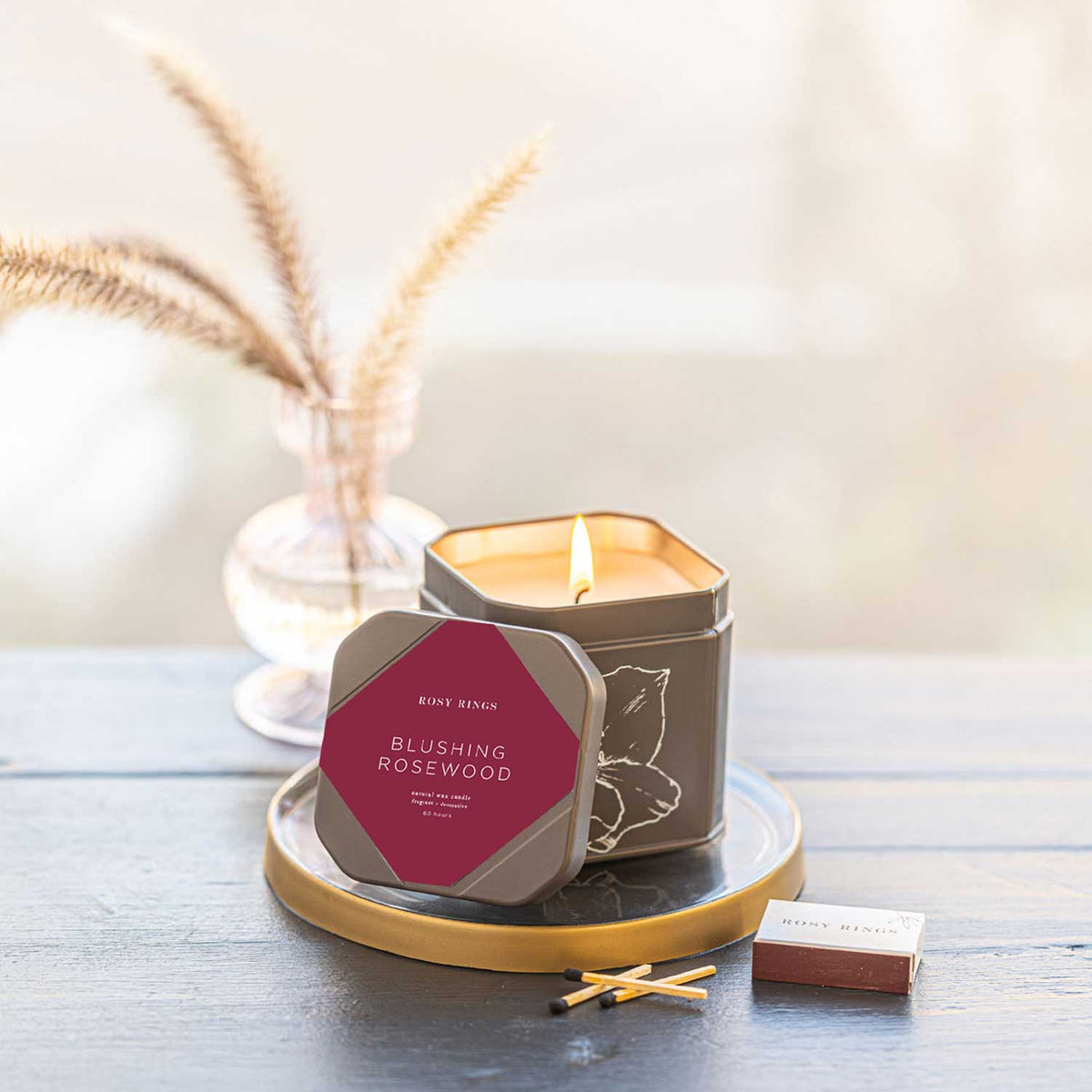 Accent Tin Candle - Blushing Rosewood - Che Cose Belle