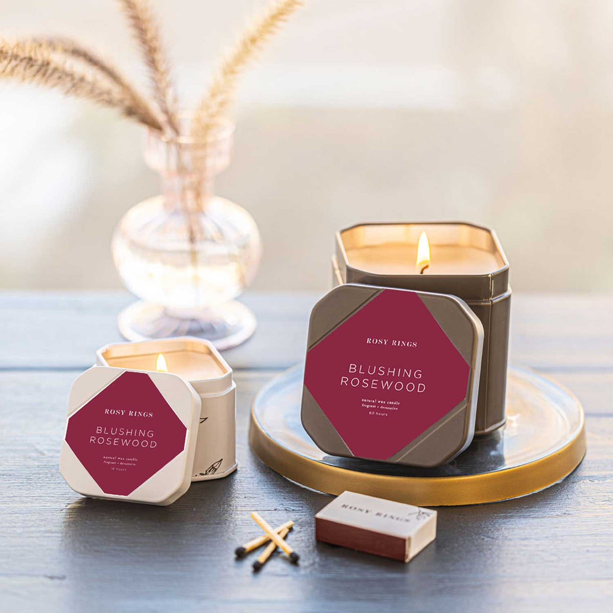Accent Tin Candle - Blushing Rosewood - Che Cose Belle