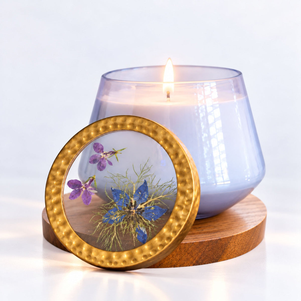 Accent Watercolor Pressed Floral Candle - Berry Fig - Che Cose Belle