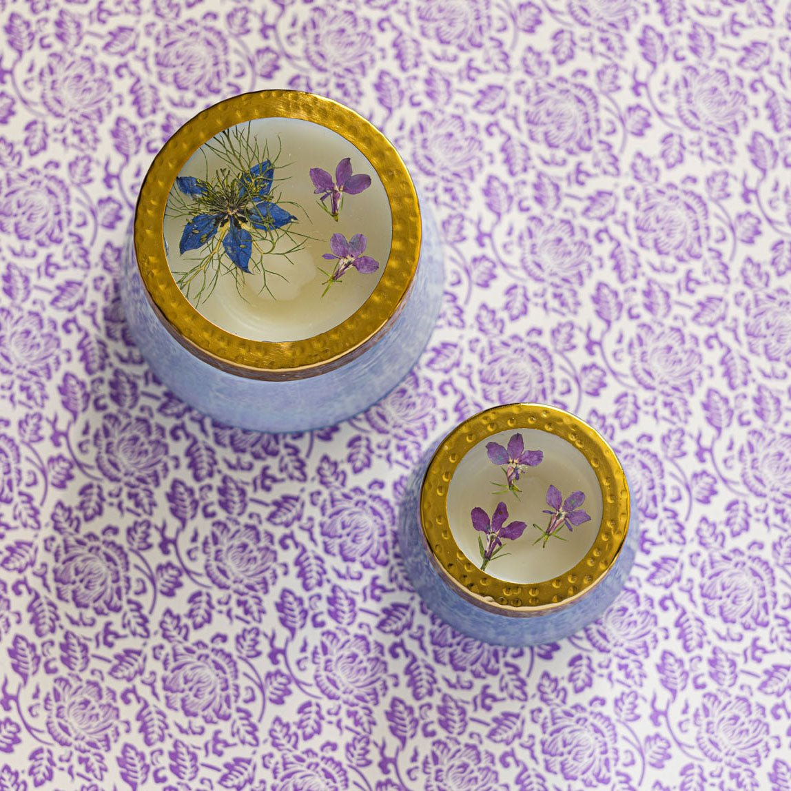 Accent Watercolor Pressed Floral Candle - Berry Fig - Che Cose Belle