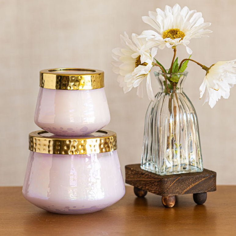 Accent Watercolor Pressed Floral Candle - Blackberry + Coconut - Che Cose Belle
