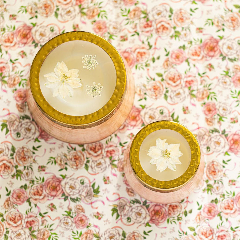 Accent Watercolor Pressed Floral Candle - Rose + Oud - Che Cose Belle