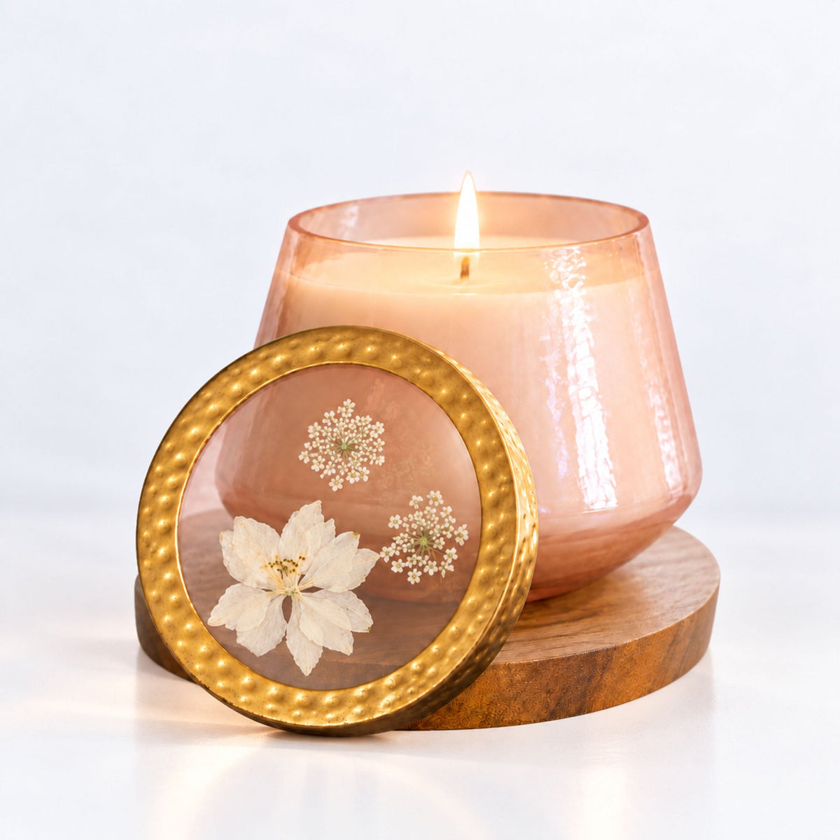 Accent Watercolor Pressed Floral Candle - Rose + Oud - Che Cose Belle