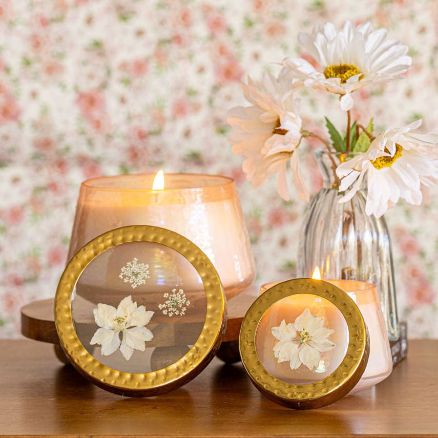 Accent Watercolor Pressed Floral Candle - Rose + Oud - Che Cose Belle