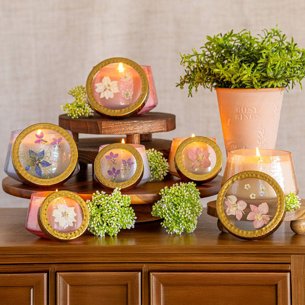 Accent Watercolor Pressed Floral Candle - Rose + Oud - Che Cose Belle