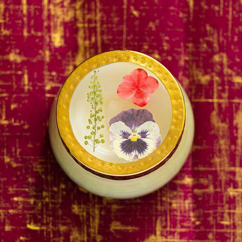 Accent Watercolor Pressed Floral Candle - Tomato Vine - Che Cose Belle