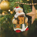 Accordion Santa Sculpted Hand-Painted Christmas Figurine by G. Debrekht - Snowman Decor - Che Cose Belle